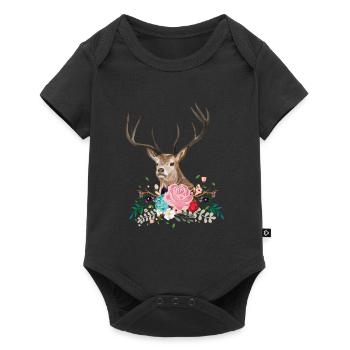 Fleur de cerf - Body à manches courtes Premium Bébé - noir - Devant