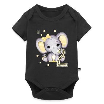 Kids 2nd Birthday Elephant Girl - Baby Premium short-sleeve bodysuit - black - Front