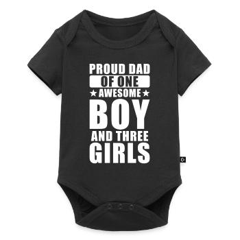 Proud dad of a son three daughters - Baby Premium short-sleeve bodysuit - black - Front