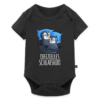 Offizielles Schlafshirt Pinguin Schlafanzug Spruch - Baby Premium Kurzarmbody - Schwarz - Vorne