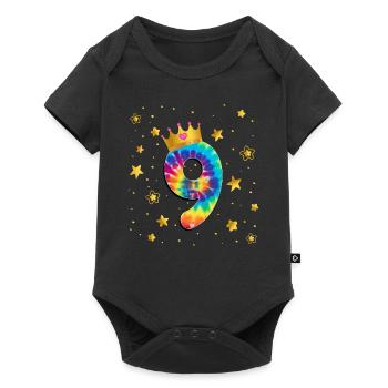 Teinture d’anniversaire colorée 9 ans filles 9. - Body à manches courtes Premium Bébé - noir - Devant