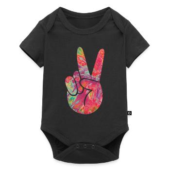 Peace Finger - Baby Premium short-sleeve bodysuit - black - Front