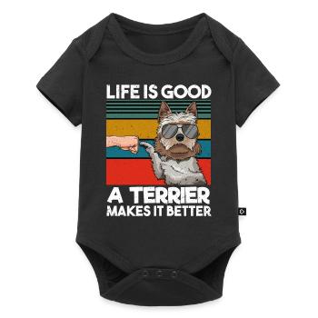 Life Is Good A Terrier Makes It Better Fist Bump - Baby Premium Kurzarmbody - Schwarz - Vorne