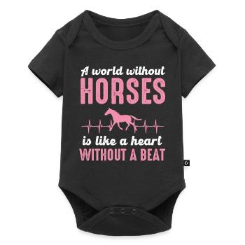 A world without horses is like a heart - horse - Baby Premium short-sleeve bodysuit - black - Front