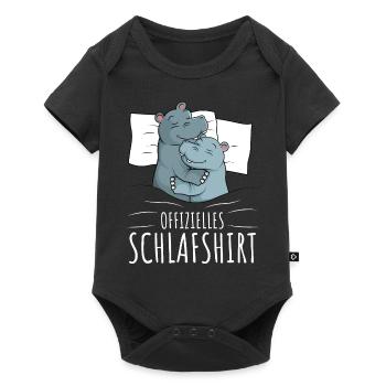 Offizielles Schlafshirt Nilpferd Hippo - Baby Premium Kurzarmbody - Schwarz - Vorne