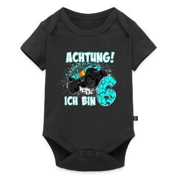 Monstertruck 6. Geburtstag Junge - Baby Premium Kurzarmbody - Schwarz - Vorne