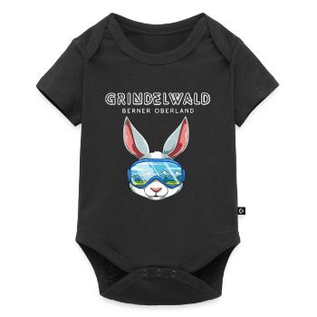 Grindelwald Berner Oberland Schweiz Retro Ski Hase - Baby Premium Kurzarmbody - Schwarz - Vorne