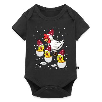 Xmas Weihnachten Mutter Huhn Hühnerstall Nikolaus - Baby Premium Kurzarmbody - Schwarz - Vorne