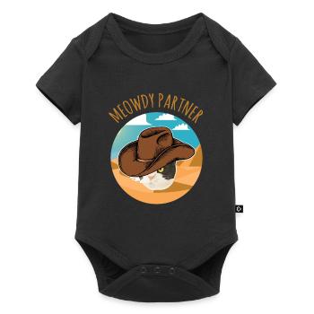Meowdy Partner Funny Southern Cat Pun - Baby Premium short-sleeve bodysuit - black - Front
