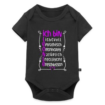 Für den besten Menschen - Ich bin Leonie - Baby Premium Kurzarmbody - Schwarz - Vorne