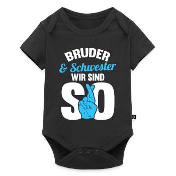 Bruder und Schwester - Baby Premium Kurzarmbody - Schwarz - Vorne