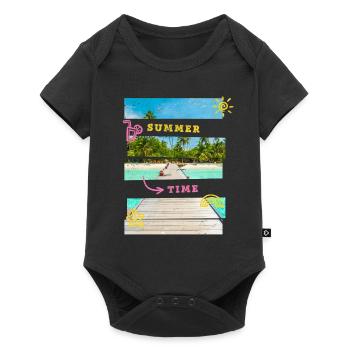Été Sun Beach Sea Palm Voyage de vacances - Body à manches courtes Premium Bébé - noir - Devant