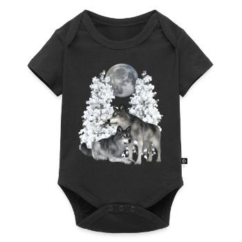Wolf, wolves in winter - Baby Premium short-sleeve bodysuit - black - Front