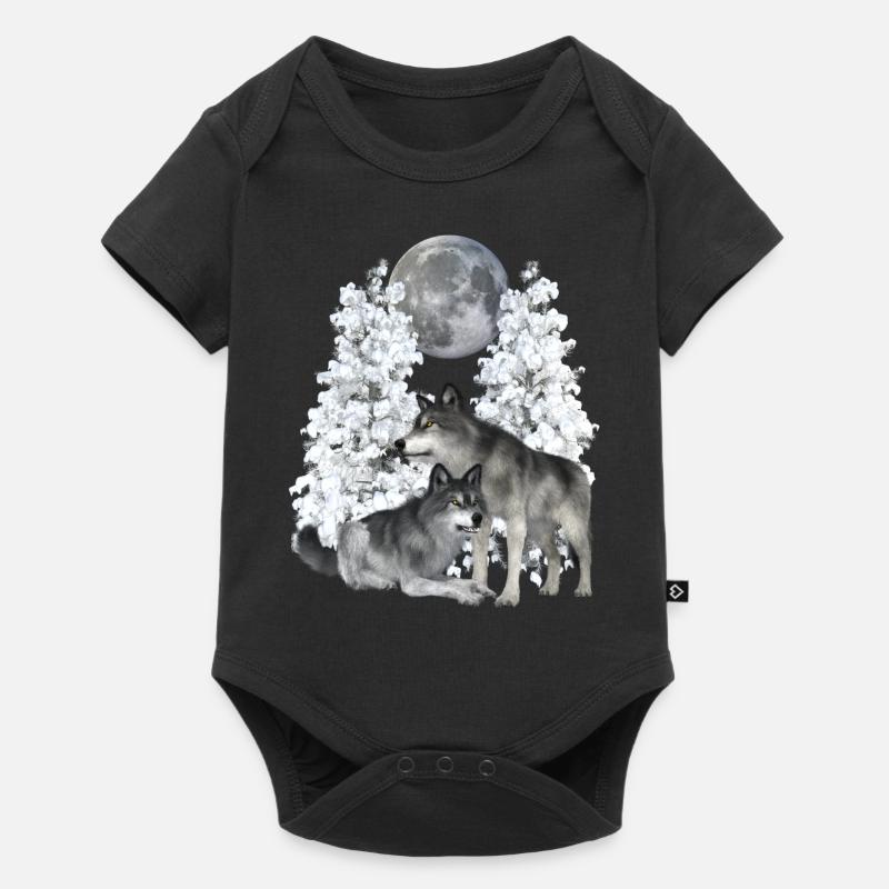 Loup, loups en hiver - Body à manches courtes Premium Bébé - noir