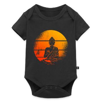 Meditating Buddha statue Buddha - Baby Premium short-sleeve bodysuit - black - Front