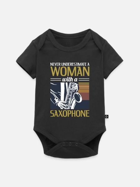 Baritonsaxophon-Angebot für Ihre Saxophon-Frau - Baby Premium Kurzarmbody - Schwarz