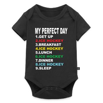 Ma journée parfaite hockey sur glace - Body à manches courtes Premium Bébé - noir - Devant