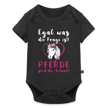 Pferde Reiterin Lustiger Spruch - Baby Premium Kurzarmbody - Schwarz - Vorne