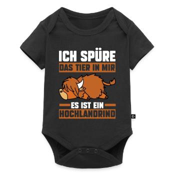 Landwirt Bauer Bauernhof Kuh Rind Hochlandrind - Baby Premium Kurzarmbody - Schwarz - Vorne