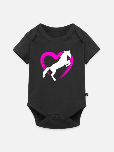 Pferd Pferdeliebe - Baby Premium Kurzarmbody - Schwarz