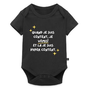 Quand je suis content je vomis - Body à manches courtes Premium Bébé - noir - Devant