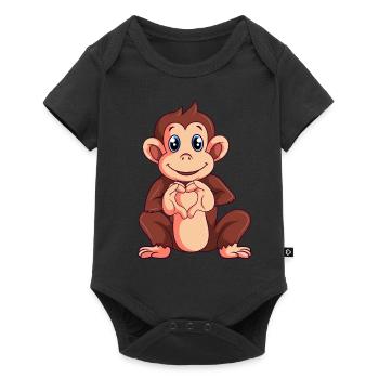 Affen Liebhaber Mädchen Jungen Kinder - Baby Premium Kurzarmbody - Schwarz - Vorne