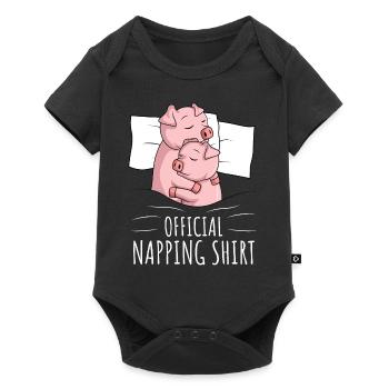 Pig Sleeping Shirt Pigs Gift - Baby Premium short-sleeve bodysuit - black - Front
