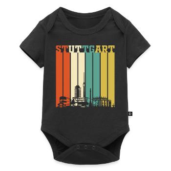 Stuttgart | Stuttgart Geschenk Skyline - Baby Premium Kurzarmbody - Schwarz - Vorne