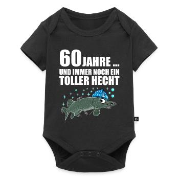 Anglergeschenk zum 60 Geburtstag 60 Ehrentag - Baby Premium Kurzarmbody - Schwarz - Vorne