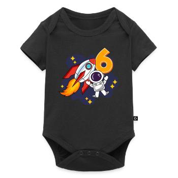 Astronaute spatial de 6 ans 6e anniversaire - Body à manches courtes Premium Bébé - noir - Devant