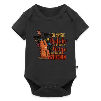Violine Ich spiele Bratsche mit dem Charme der - Baby Premium Kurzarmbody - Schwarz - Vorne