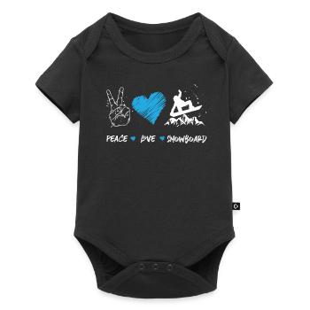 Snowboarding Snowboard peace love - Baby Premium Kurzarmbody - Schwarz - Vorne