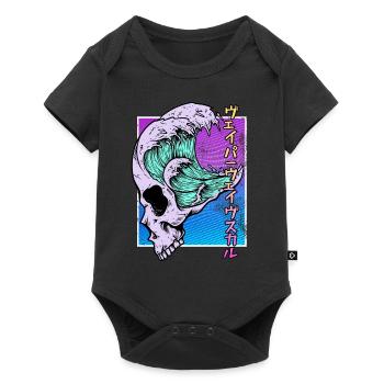 Kaganawa Great Wave Pastel Goth Skull Vaporwave - Baby Premium short-sleeve bodysuit - black - Front