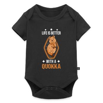Life is better with a Quokka short-tailed kangaroo - Baby Premium short-sleeve bodysuit - black - Front