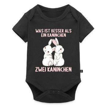 Hase Häschen was ist besser als ein Kaninchen - Baby Premium Kurzarmbody - Schwarz - Vorne