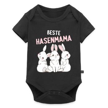 Hase Häschen Kaninchen beste Hasenmama - Baby Premium Kurzarmbody - Schwarz - Vorne