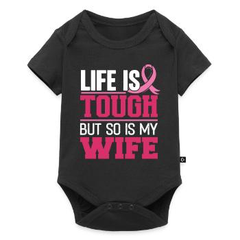 Cancer du sein, ma femme est plus dure - Body à manches courtes Premium Bébé - noir - Devant