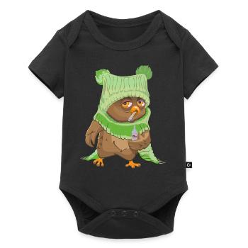 Owl, Runny Nose, Sick Nightgown, Pyjamas, Owl - Baby Premium short-sleeve bodysuit - black - Front