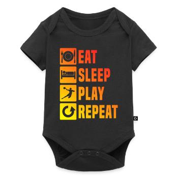Handball Kinder Eat Sleep Handball Repeat - Baby Premium Kurzarmbody - Schwarz - Vorne