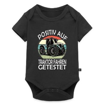 Witzige Landwirtschaft, Bauer & Traktor - Baby Premium Kurzarmbody - Schwarz - Vorne