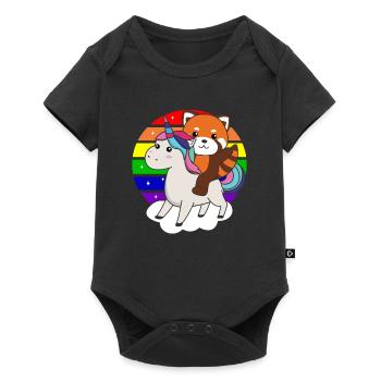 Red Panda Unicorn Rainbow Pandas Unicorns - Baby Premium short-sleeve bodysuit - black - Front