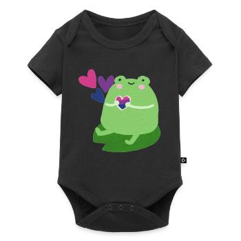 Grenouille douce avec des couleurs de drapeau de fierté bisexuelle - Body à manches courtes Premium Bébé - noir - Devant