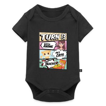 13th Birthday Anime Girl - Baby Premium short-sleeve bodysuit - black - Front