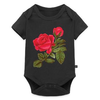 Rose Watercolor hand-painted - Baby Premium short-sleeve bodysuit - black - Front