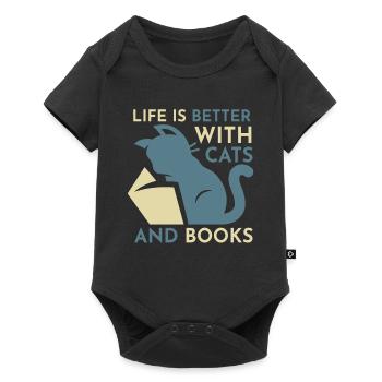 La vie est meilleure avec les chats et les livres - Cat Book - Body à manches courtes Premium Bébé - noir - Devant