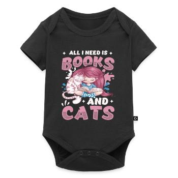 All I need are books and cats - Baby Premium short-sleeve bodysuit - black - Front
