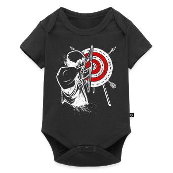Bogenschütze Recurvebogen Bogenschießen Bogensport - Baby Premium Kurzarmbody - Schwarz - Vorne