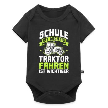Traktor Fahren Kinder Geschenk Landwirt Trecker - Baby Premium Kurzarmbody - Schwarz - Vorne