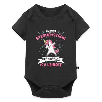 Fresst Sternenstaub Ich Heirate Dabbing Einhorn - Baby Premium Kurzarmbody - Schwarz - Vorne