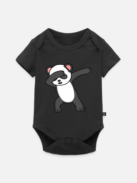 Panda - Baby Premium Kurzarmbody - Schwarz
